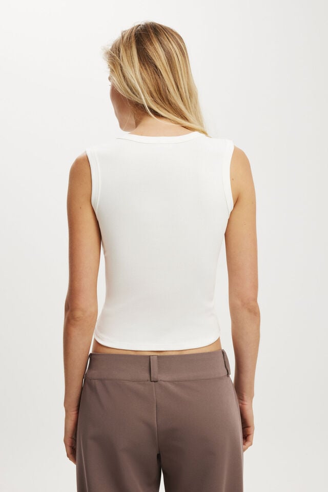 Cotton On Charlie Button Front Tank Vintage White