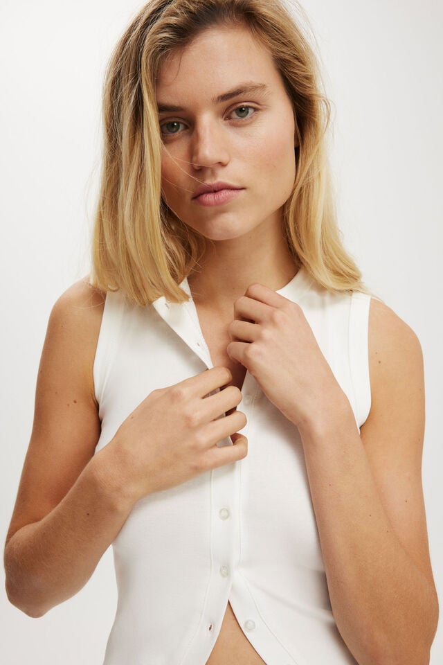 Cotton On Charlie Button Front Tank Vintage White