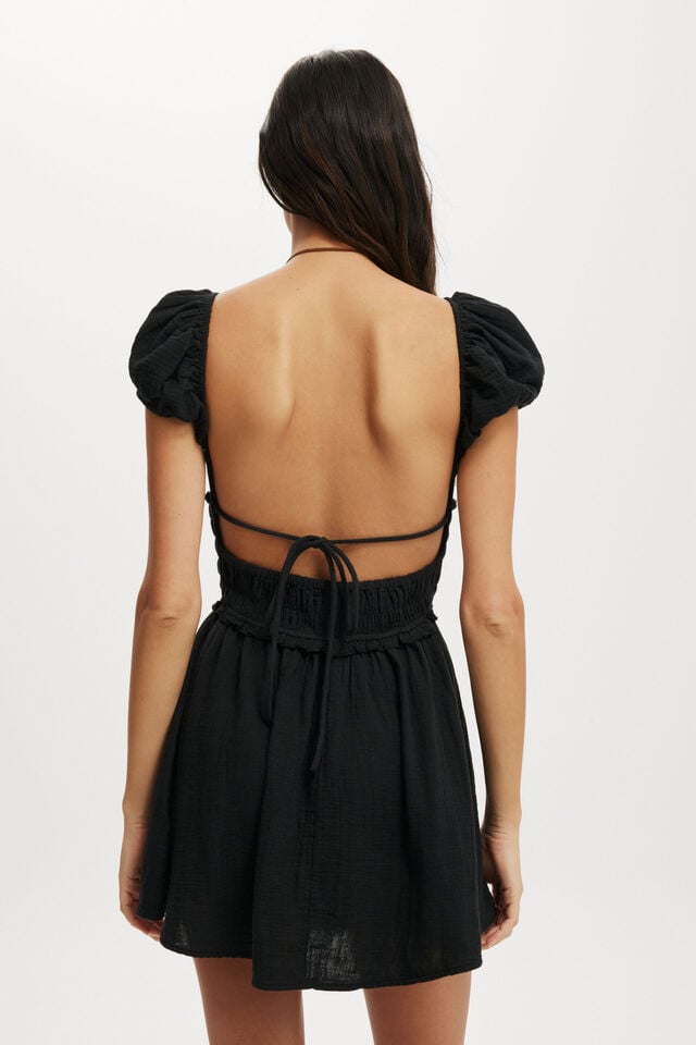 Cotton On Charlie Open Back Mini Sundress Black