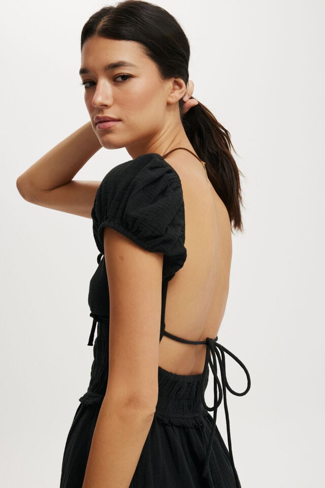 Cotton On Charlie Open Back Mini Sundress Black
