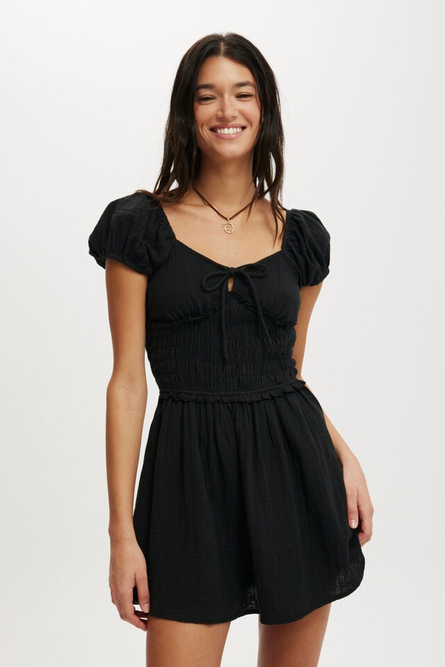 cotton on Charlie Open Back Mini Sundress black