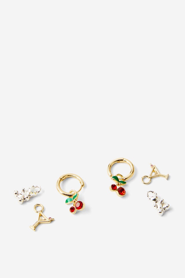 cotton on Charm Huggie Set up fruity charm gold