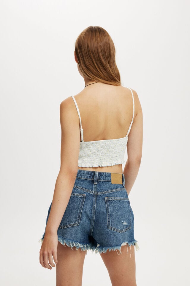 Cotton On Chloe Shirred Cami Isabelle Ditsy Blue