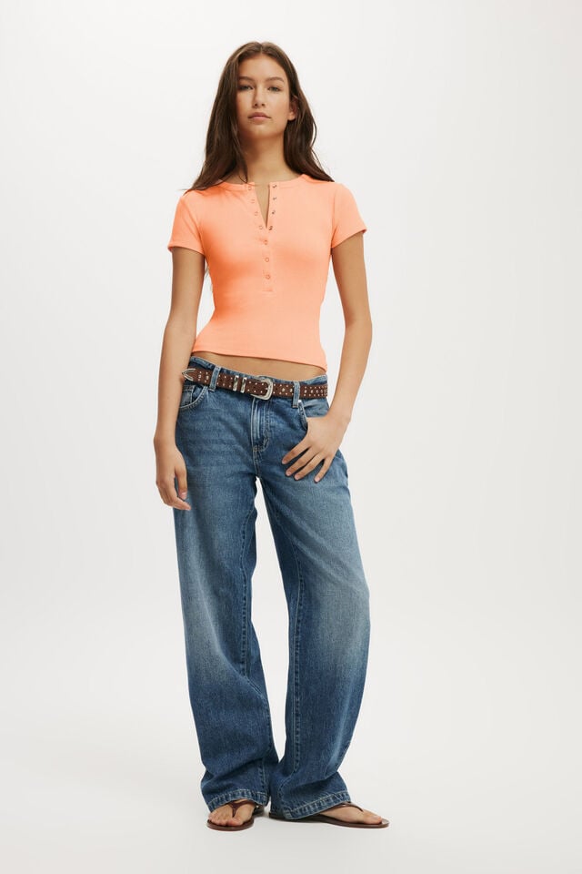 Cotton On Christy Henley Tee Apricot Jelly