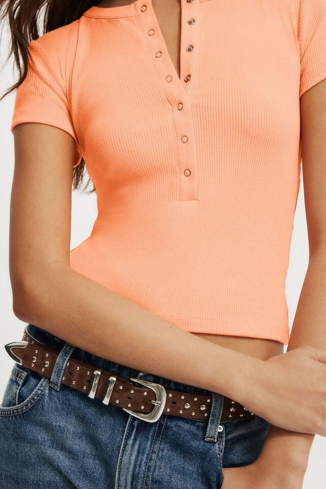Cotton On Christy Henley Tee Apricot Jelly
