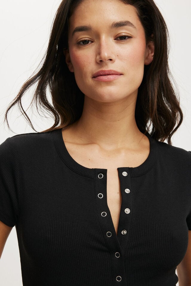 Cotton On Christy Henley Tee Black