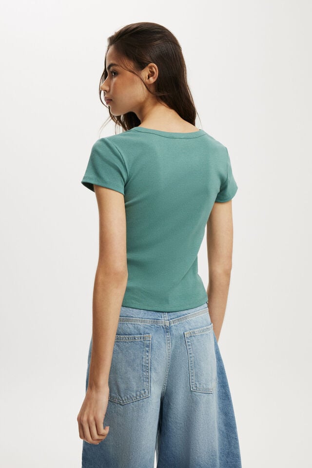 Cotton On Christy Henley Tee Cloudy Jade