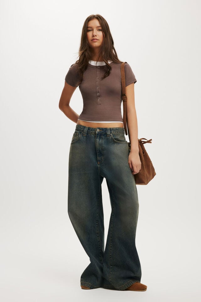Cotton On Christy Henley Tee Dark Truffle