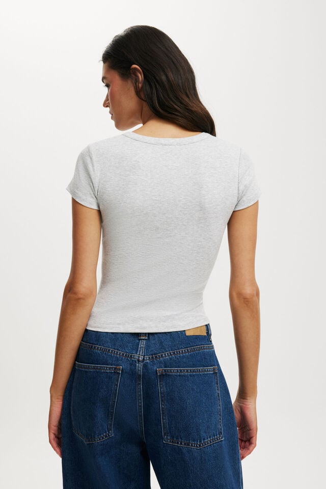 Cotton On Christy Henley Tee Grey Marle