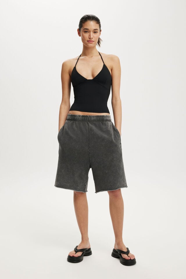 Cotton On Classic Fleece Jort Washed Black