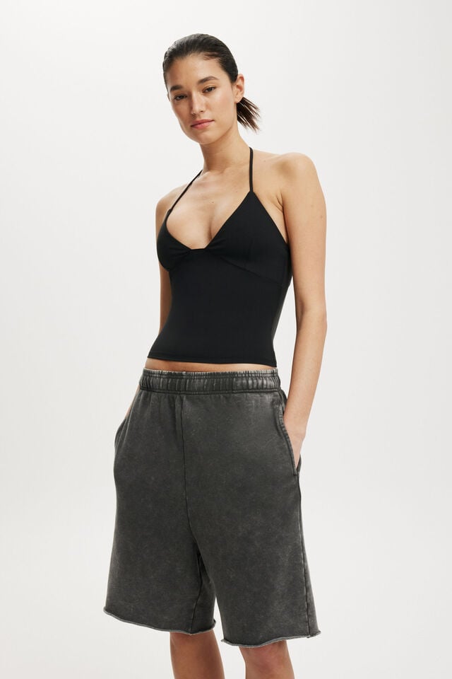 cotton on Classic Fleece Jort washed black