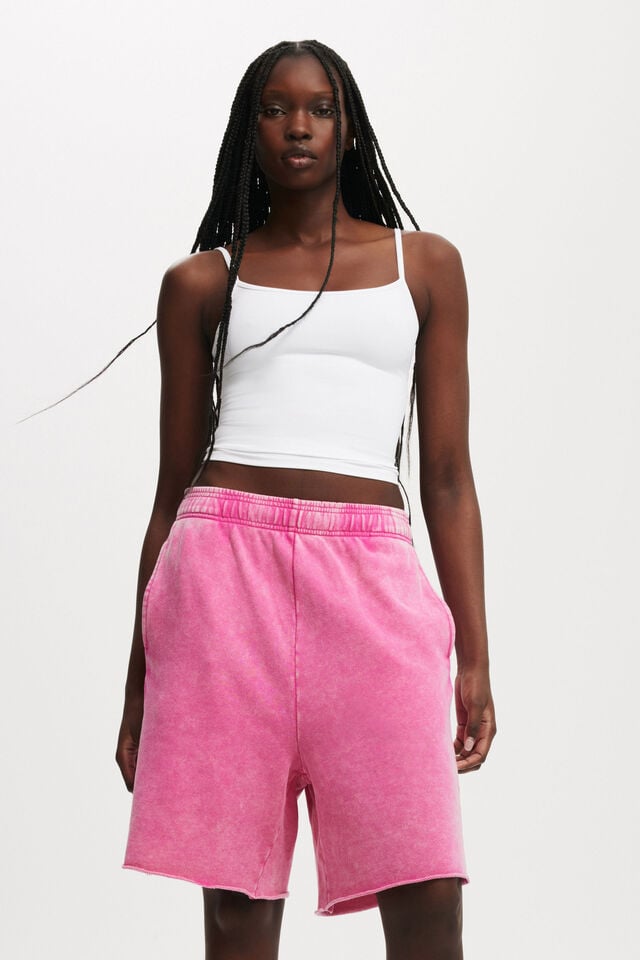 cotton on Classic Fleece Jort washed bright pink