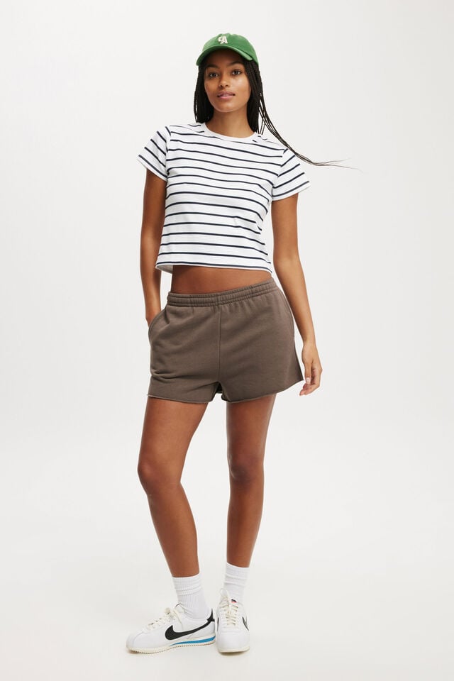Cotton On Classic Fleece Mini Short Dark Truffle
