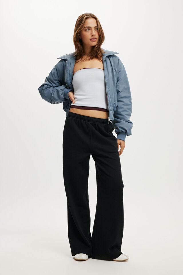 cotton on Classic Fleece Wide Leg Sweatpant black