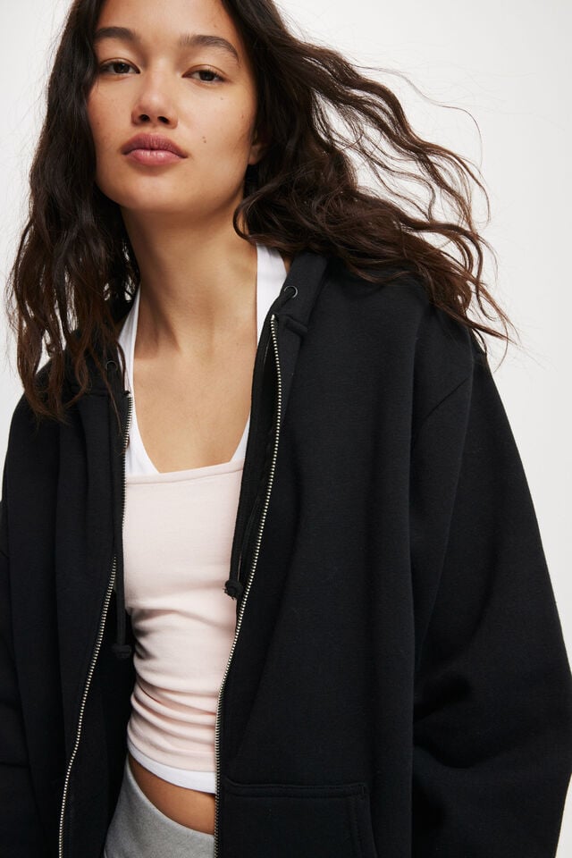 Cotton On Classic Zip-Through Hoodie Black