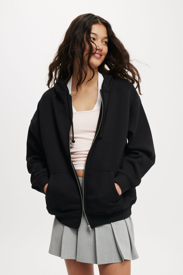 cotton on Classic Zip-Through Hoodie black