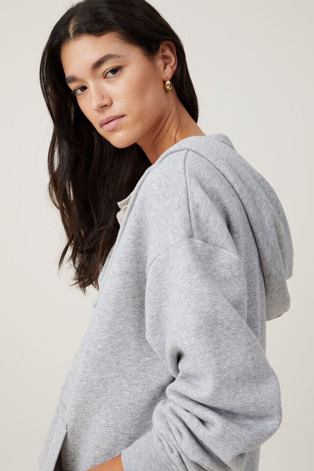 Cotton On Classic Zip-Through Hoodie Grey Marle