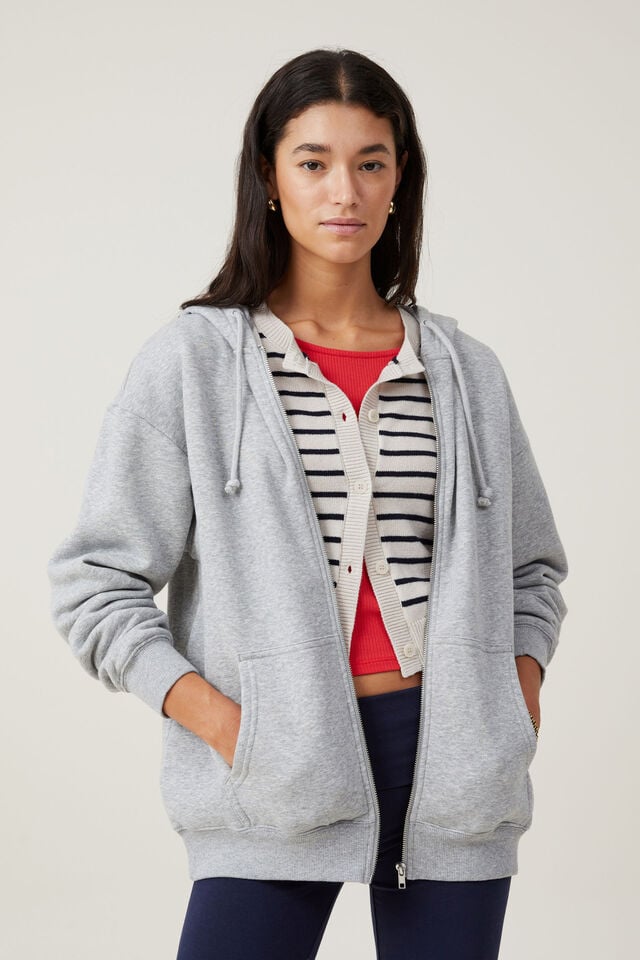 cotton on Classic Zip-Through Hoodie grey marle