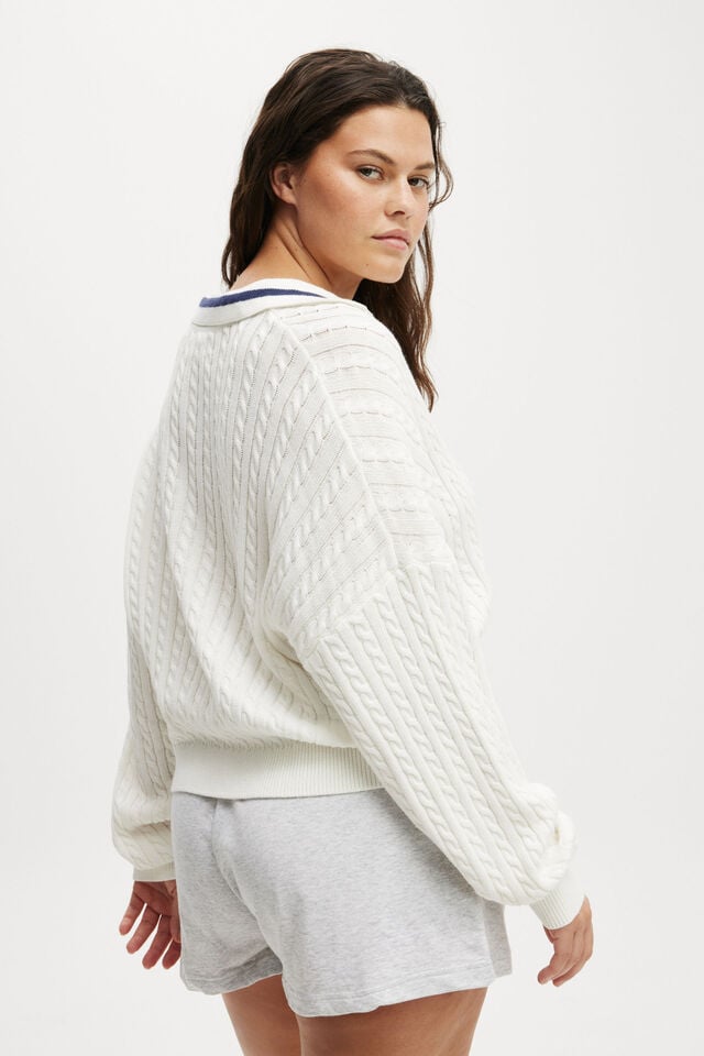 Cotton On Coco Cotton Long Sleeve Polo White