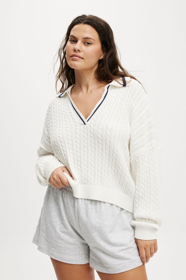 cotton on Coco Cotton Long Sleeve Polo white