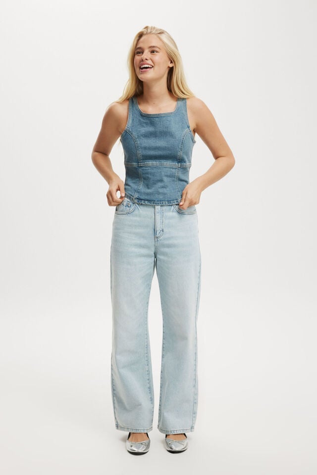 Cotton On Codie Denim Corset Jewel Blue