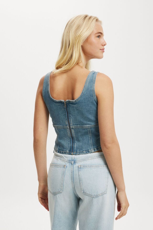 Cotton On Codie Denim Corset Jewel Blue