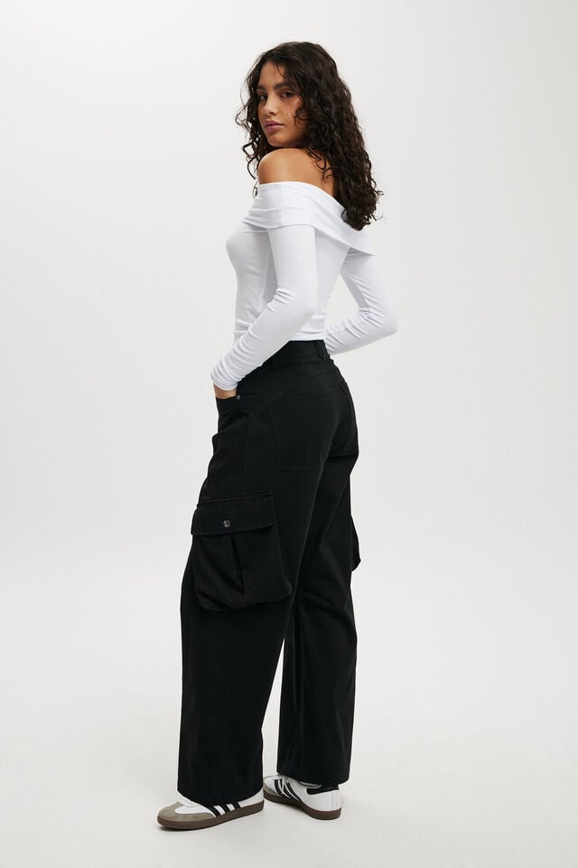 Cotton On Cody Baggy Cargo Pant Black