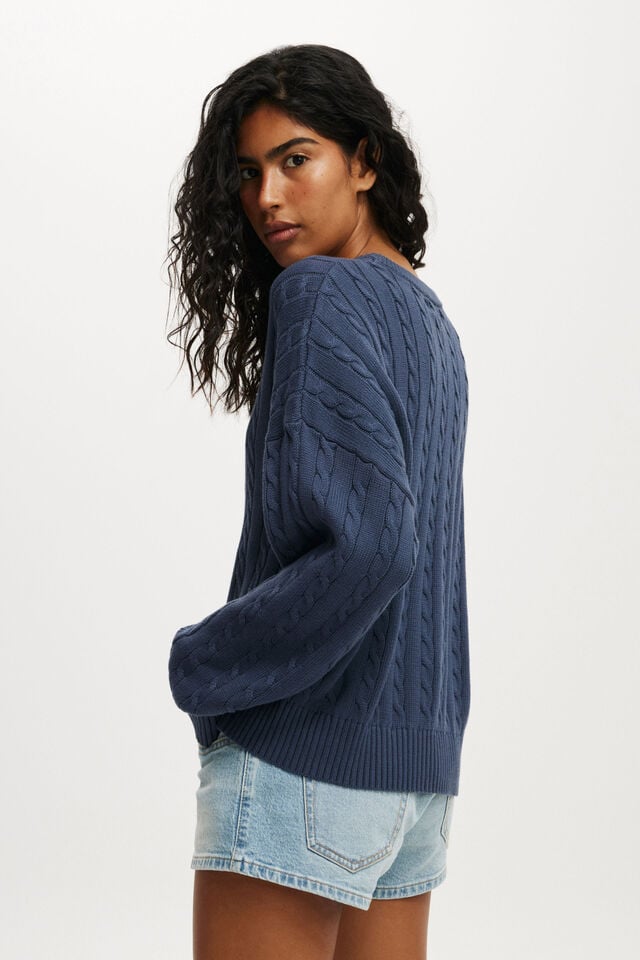 Cotton On Cotton Crew Neck Sweater Collegiate Navy