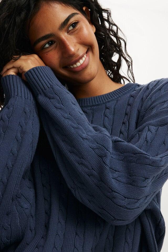 Cotton On Cotton Crew Neck Sweater Collegiate Navy