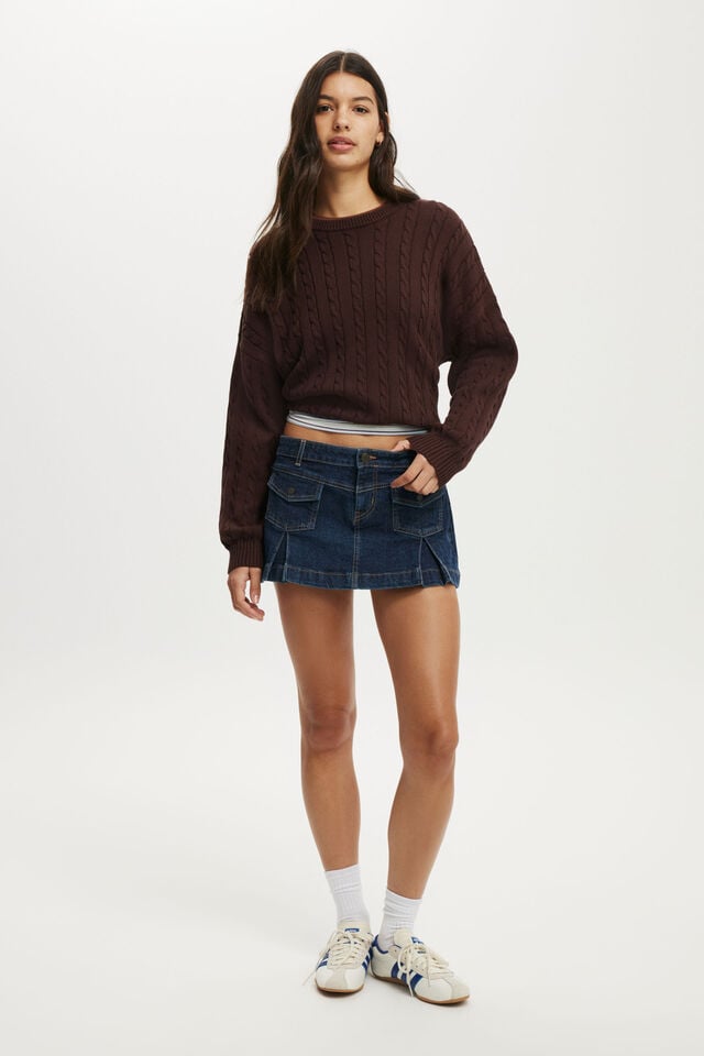 Cotton On Cotton Crew Neck Sweater Dark Oak