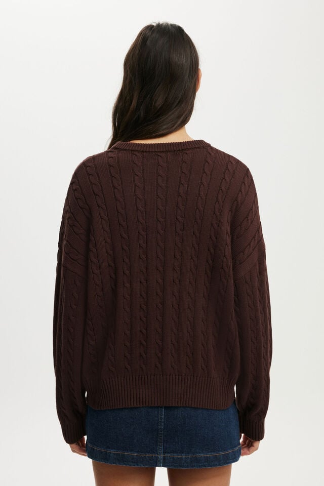 Cotton On Cotton Crew Neck Sweater Dark Oak