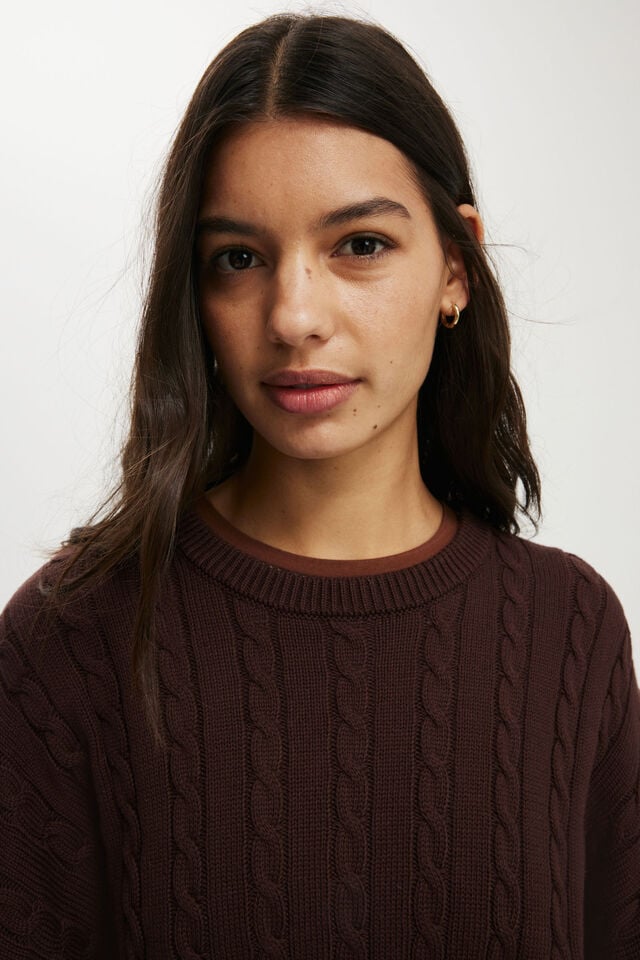 Cotton On Cotton Crew Neck Sweater Dark Oak