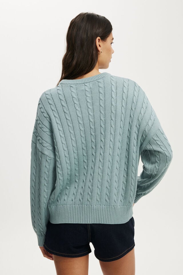 Cotton On Cotton Crew Neck Sweater Dark Sage