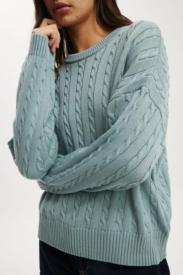 Cotton On Cotton Crew Neck Sweater Dark Sage