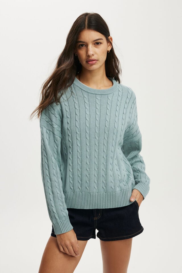 cotton on Cotton Crew Neck Sweater dark sage