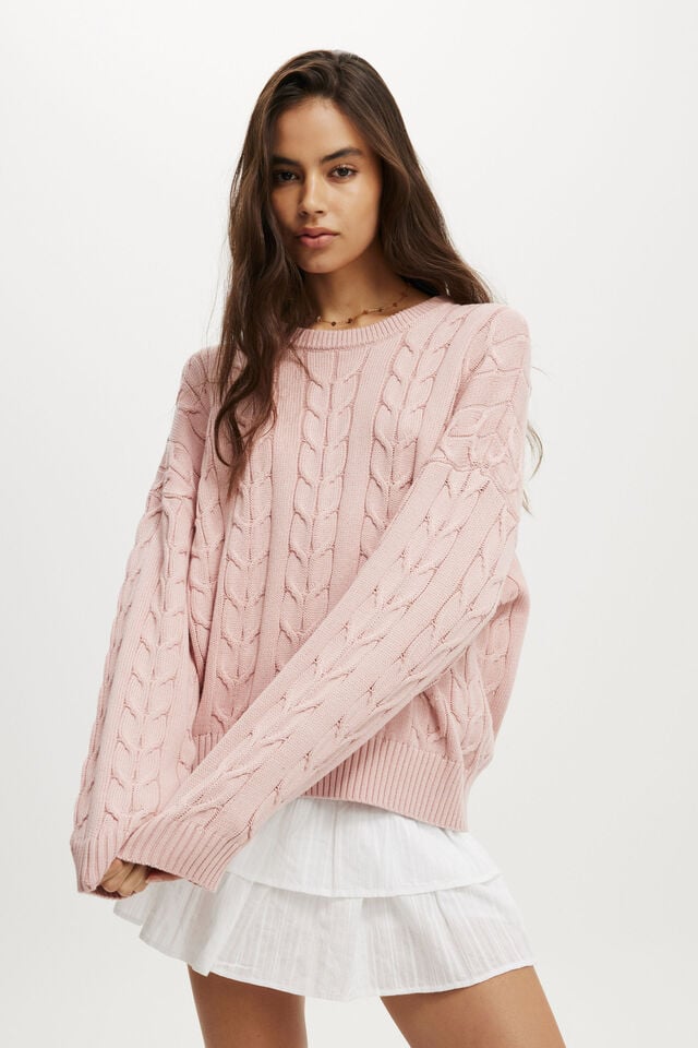 cotton on Cotton Crew Neck Sweater soft pink