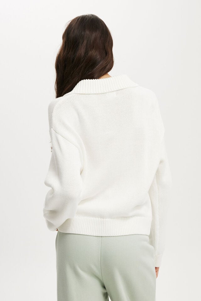 Cotton On Cotton Half Zip Collar Pullover White