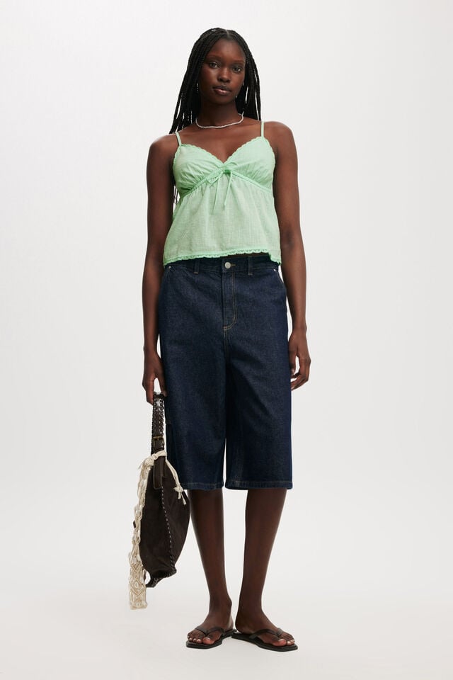 Cotton On Cotton Lace Cami Fresh Aqua