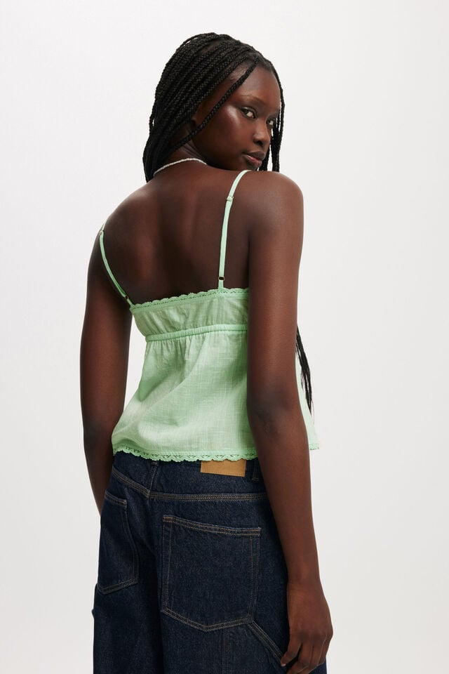 Cotton On Cotton Lace Cami Fresh Aqua