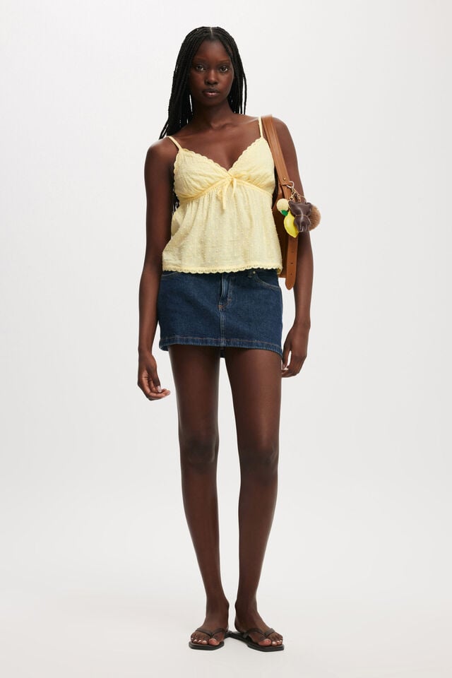 Cotton On Cotton Lace Cami Lemon Icing/frill