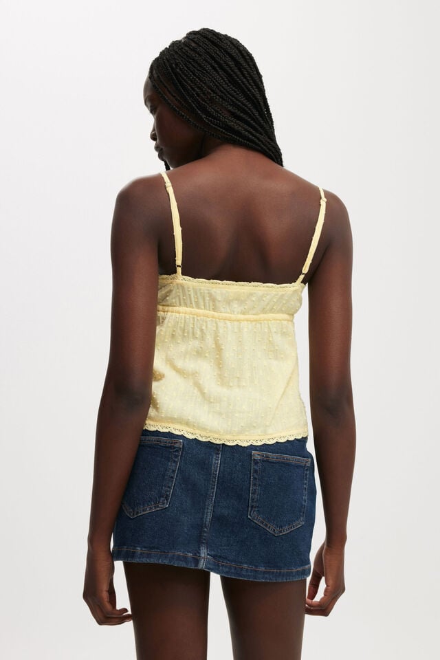 Cotton On Cotton Lace Cami Lemon Icing/frill