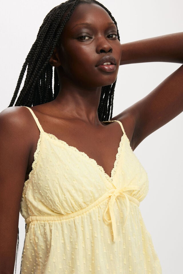 Cotton On Cotton Lace Cami Lemon Icing/frill