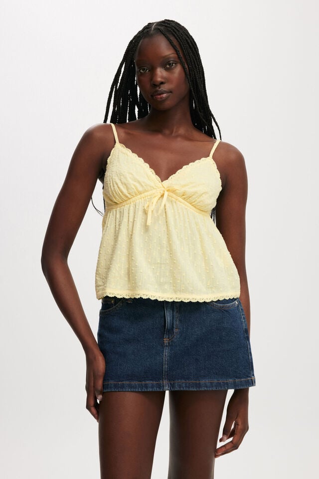 cotton on Cotton Lace Cami lemon icing/frill