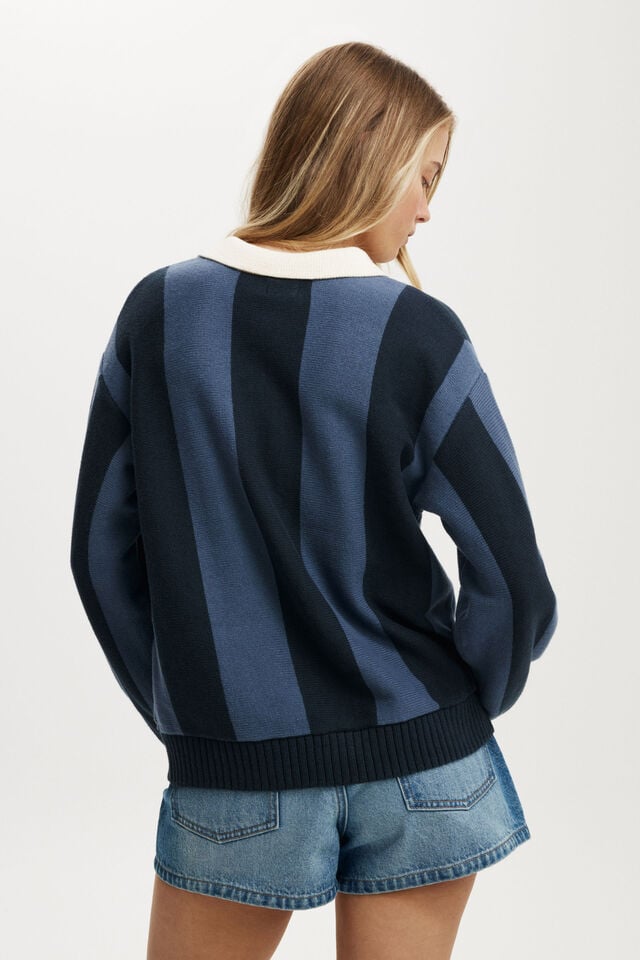 Cotton On Cotton Long Sleeve Polo Ink Navy