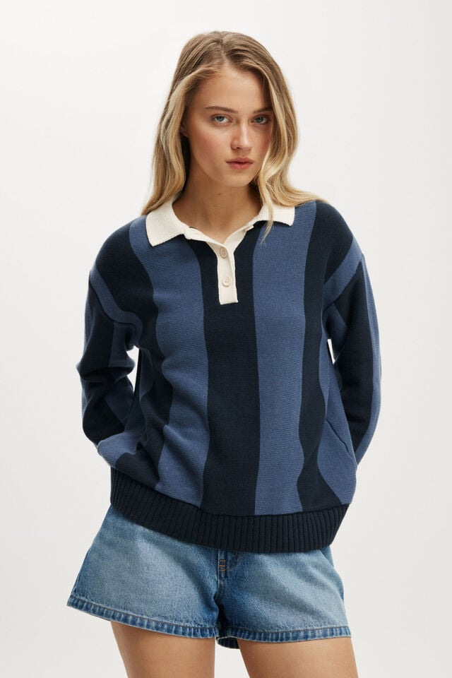 cotton on Cotton Long Sleeve Polo ink navy