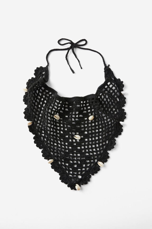 cotton on Crochet Bandana black/shell