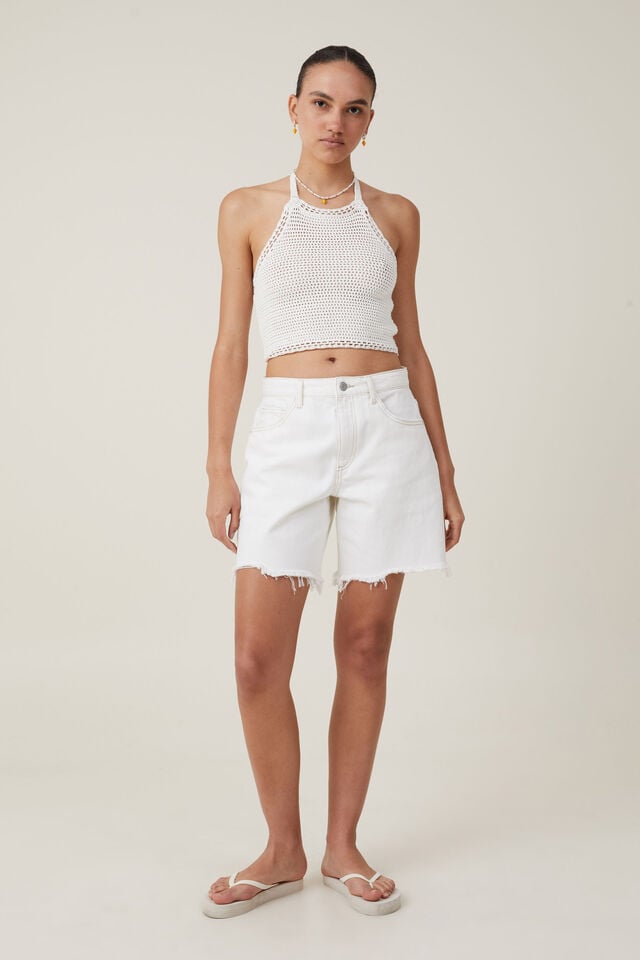 Cotton On Crochet Scallop Halter Knit Ecru