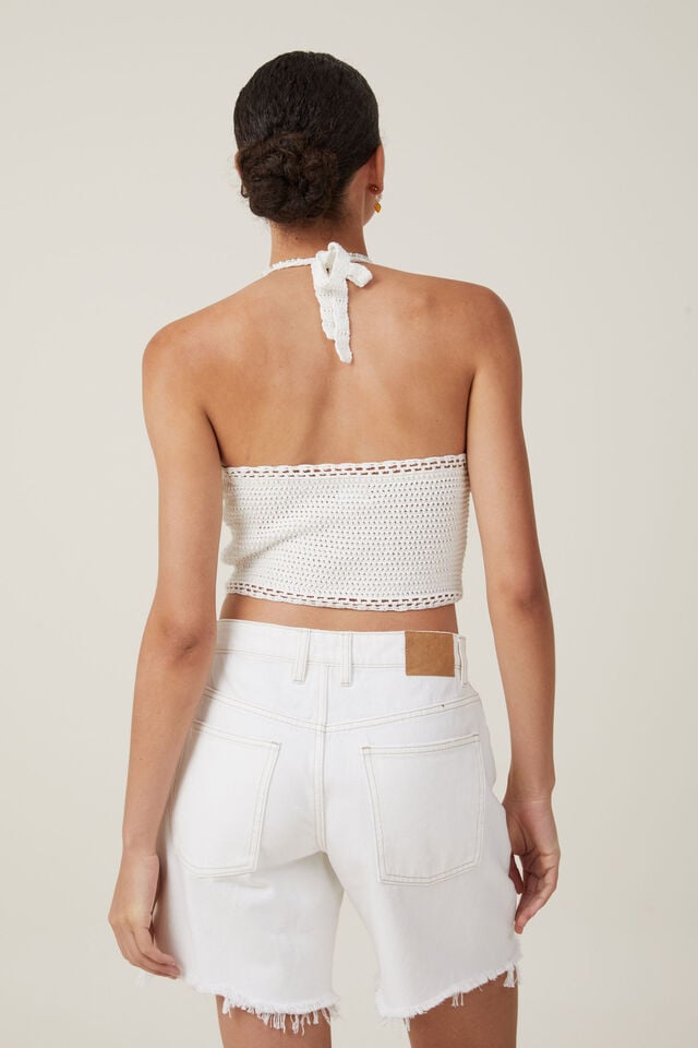 Cotton On Crochet Scallop Halter Knit Ecru