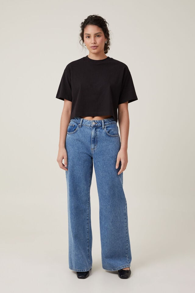 Cotton On Cropped Boxy Tee Black
