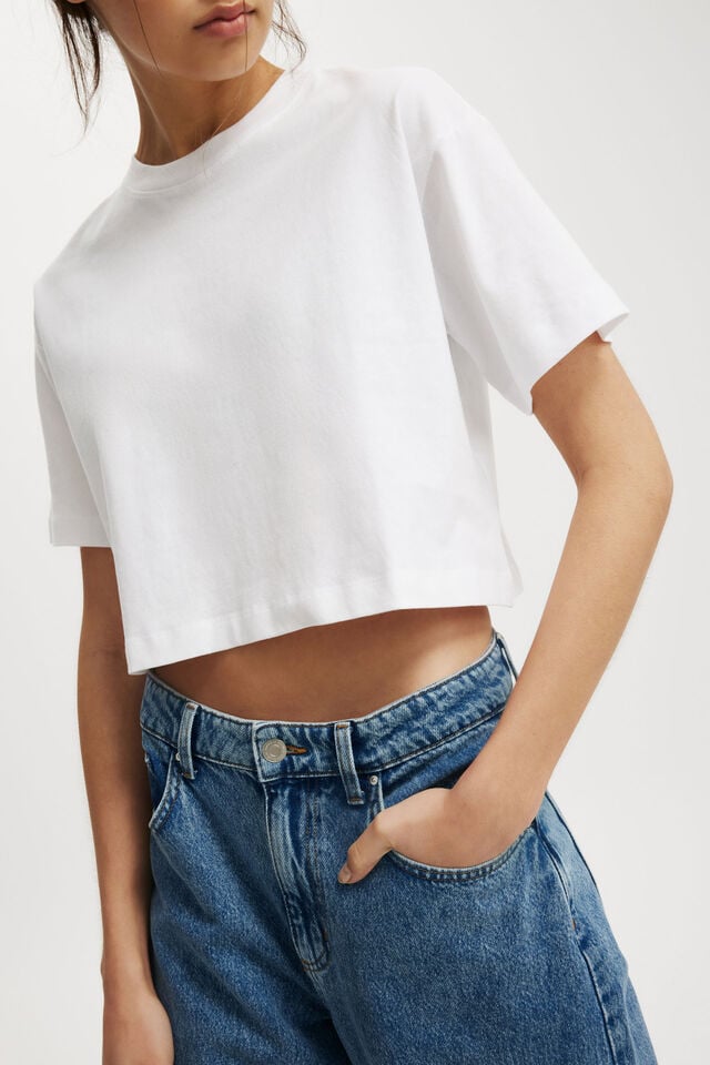 Cotton On Cropped Boxy Tee White